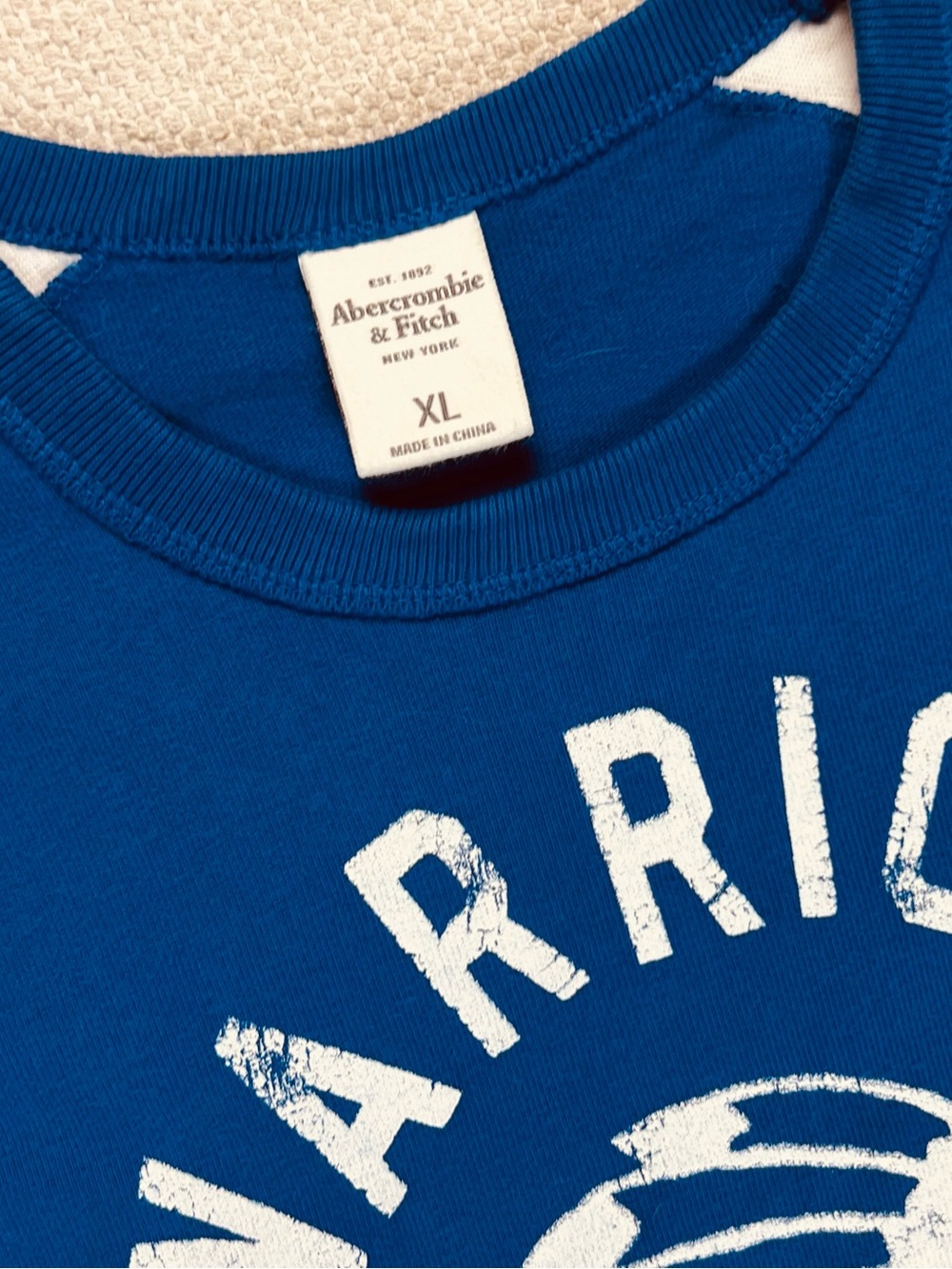 Vintage Y2K Abercrombie & Fitch “Warriors” Raglan Tee – Royal Blue & White – XL - Picture 4 of 9